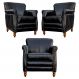 Kit 03 Poltronas Decorativas Sala de Estar Brunei Pés Madeira Preto Couro G58 - Gran Belo