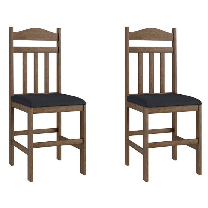 Conjunto Com 2 Cadeiras De Cozinha Perrie Ameixa Negra E Preto
