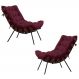 Kit 2 Poltronas Decorativas Sala de Estar Abel Base de Madeira Preto Suede Bordô G41 - Gran Belo