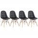 Kit 4 cadeiras estofadas Charles Eames Eiffel Botonê com pés de madeira clara Preto