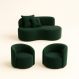 Conjunto Decorativo 02 Poltronas + Sofá Curvo Orgânico Nature Gaia Suede Verde - Montanaris Decor