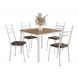 Conjunto de Mesa Quadrada com Tampo MDP e 4 Cadeiras Adriana Revestimento Sintético Palha e Branco