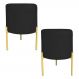 Kit 2 Puffs Decorativo Soren Suede Preto Pés de Ferro Dourado - Pallazio