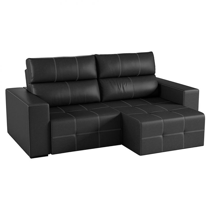 Image of Sofá 3 Lugares Retrátil E Reclinável Roma Couro Preto 244 Cm PLA-MO895UP50HDTMOB