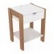 Mesa De Cabeceira Com Tomada 1 Gaveta AZ1016 Amendoa Branco Tecno Mobili