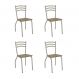 Conjunto com 4 Cadeiras Portugal Veludo Bege e Nickel