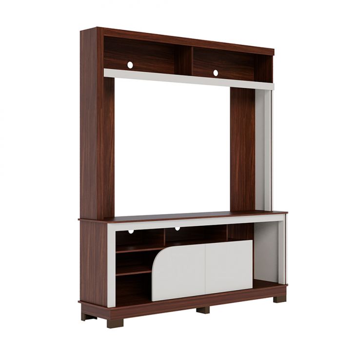 Estante para Home Theater e TV até 65 Polegadas Belaya 2 Portas Nogueira e Off White