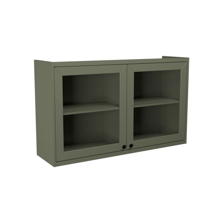 Armário Aéreo com Vidro Évora 2 Portas Verde Hill