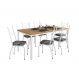Conjunto de Mesa Retangular com Tampo de MDP Amadeirado e 6 Cadeiras Adriana I Revestimento Sintético Silver e Branco