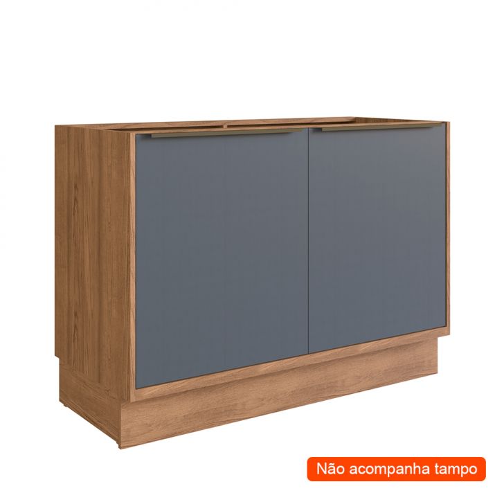 Balcão De Cozinha Ten 2 Portas Freijó E Grafito 120 Cm