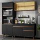 Cozinha Compacta Madesa Reims 190002 com Armário e Balcão - Preto/Rustic