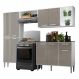 Cozinha Compacta Multimóveis Xangai FG3414 com 2 Leds Armário e Balcão Branca/Lacca Fumê