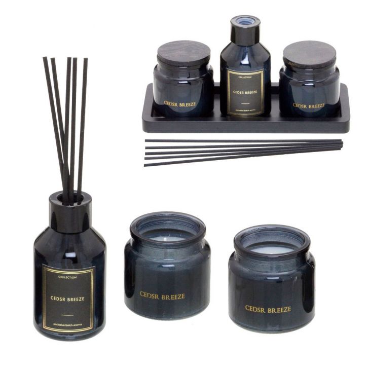 Kit de Velas e Difusores Espressione Azul e Preto