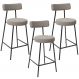 Kit 03 Banquetas Baixa Para Cozinha Sala De Jantar Bar Bancada Milão L02 Bouclê Creme - Lyam Decor