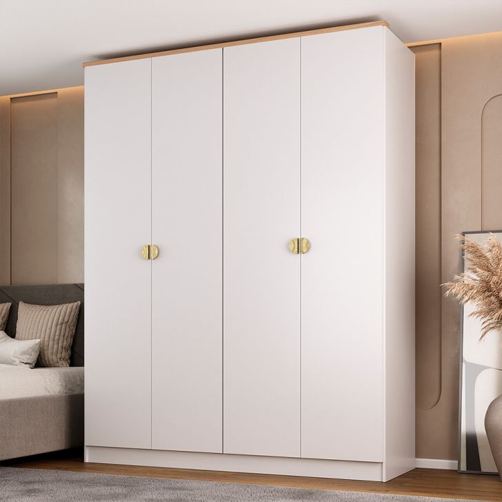 Guarda-roupa Solteiro Brescia 4 Portas 2 Gavetas Branco