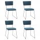 Kit 4 Cadeiras de Jantar Decorativa Base Aço Preto Luigi Linho Azul Jeans - Gran Belo