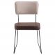 Cadeira Decorativa Pes Preto F53X1 Corano Marrom Linho Bege Dmobiliario