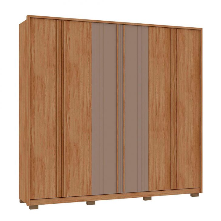 Image of Guarda-roupa Casal Mozart 6 Portas 4 Gavetas Buriti E Fendi PLA-MO895CL50ZTHMOB