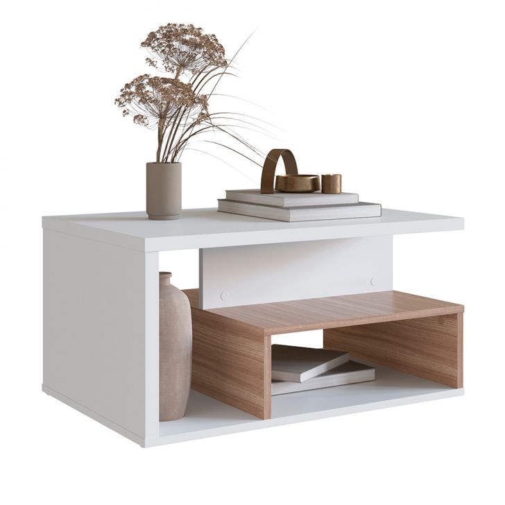 Mesa de Centro Retangular Leah Branca e Montana