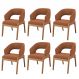Kit 06 Cadeiras de Jantar e Estar Living Estofada Lince L02 Bouclê Terracota - Lyam Decor