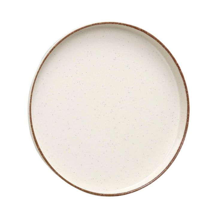 Prato de Sobremesa Espressione com Aba Creme e Marrom