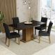 Conjunto Sala de Jantar Mesa Tampo de Vidro 4 Cadeiras Rustic/Preto/Oxford Marilia Madesa