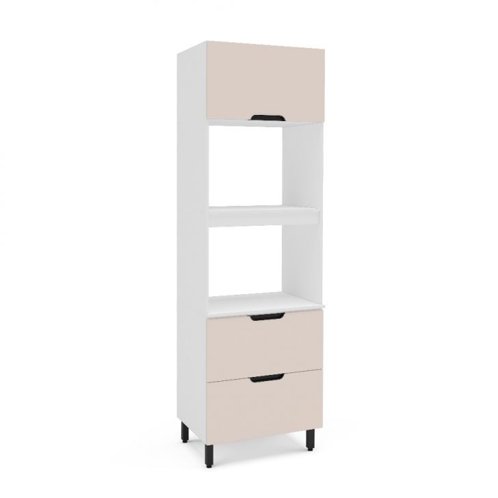 Paneleiro Meena 2 Portas 1 Gaveta Creme e Branco