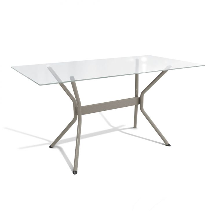 Mesa de Jantar Retangular com Tampo de Vidro  Loire Cinza 150 cm