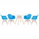Mesa redonda Eames 70 cm + 4 cadeiras Eiffel DAW Mesa branco com cadeiras azul céu
