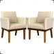 Kit 2 Poltronas Decorativas Divine Base Reforçada De Madeira Suede Bege - Clique E Decore