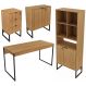 Conjunto Para Escritorio 4 Peças Office Tubular Amendoa Preto Tecno Mobili