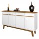 Balcão Aparador Buffet Opala 3 Portas Madeira Cinamomo/Branco - Bechara