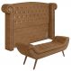 Cabeceira Cama Box King 195cm Provença e Recamier Veneto P02 Sintético Caramelo - Mpozenato