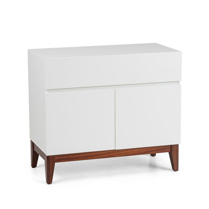 Gabinete Fresh 2 Portas 1 Gaveta Branco E Imbuia