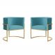 Kit 2 Poltronas Decorativa Sala de Estar Luana Base Gold Veludo Azul Turquesa - Montanaris Decor