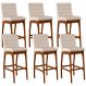 Kit 06 Banquetas Altas Para Cozinha Sala de Jantar Fixa Mila B04 Suede Bege - Lyam Decor