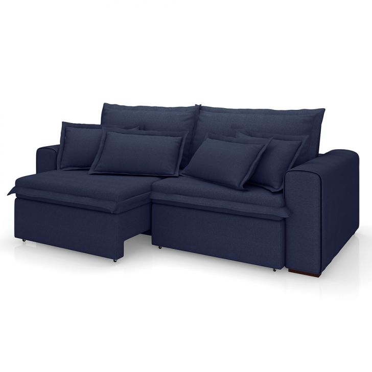 Image of Sofá 3 Lugares Retrátil E Reclinável Cannes Linho Bouclé Azul 200 Cm PLA-MO895UP50TSRMOB
