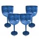Kit 4 Taças Gin Azul Translúcido Acrílico Poliestireno