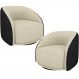 Kit 02 Poltronas Decorativas Giratória Angelina M03 Couríssimo Preto Bouclê Bege - Lyam Decor