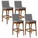 Kit 04 Banquetas Altas Para Cozinha Sala De Jantar Fixa Mila L02 Facto Cinza Fosco - Lyam Decor