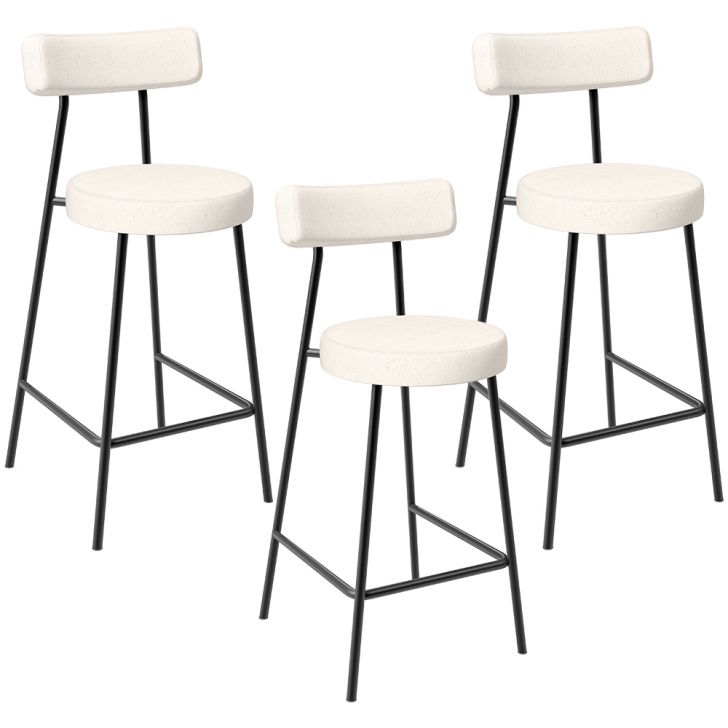 Kit 03 Banquetas Baixa Para Cozinha Sala De Jantar Bancada Milão L02 Linho Cru - Lyam Decor