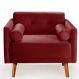 Poltrona Decorativa Luma Suede Bordô com Pés em Madeira