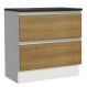 Balcão Armário de Cozinha 100% MDF 80 cm 2 Gavetas Branco/Rustic Acordes Madesa