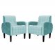 Kit 02 Poltronas Decorativa Luiza Para Escritório Veludo Azul Turquesa - DS Estofados