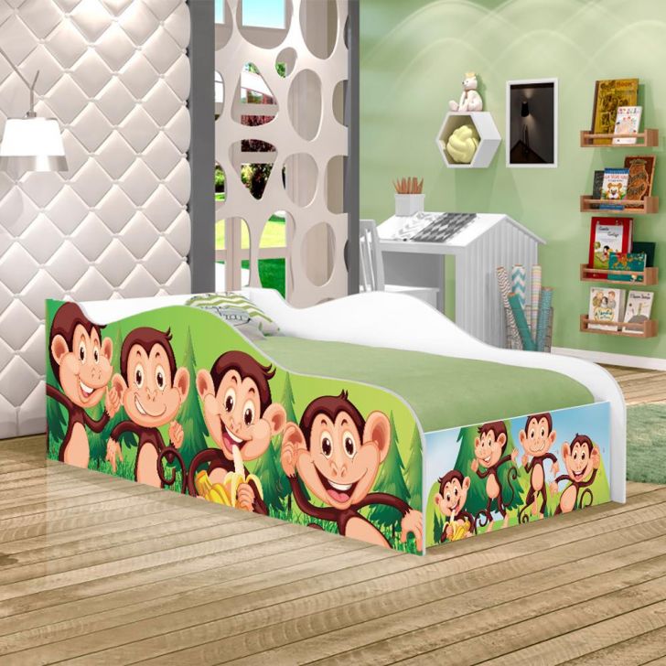 Mini Cama Fun Macacos Infantil Com Colchão