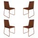 Kit 4 Cadeiras de Jantar Estofada Lille Base Bronze Veludo Terracota - Montanaris Decor