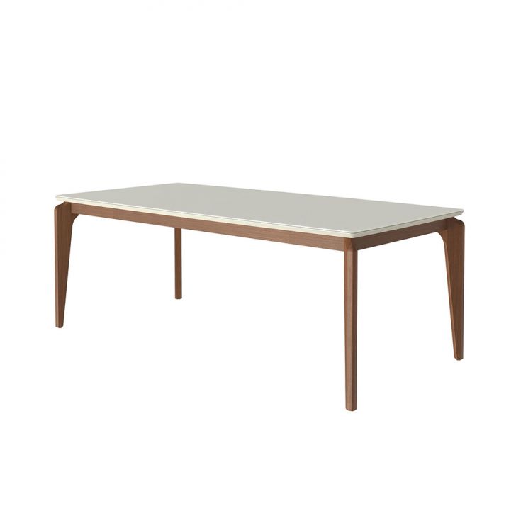 Image of Mesa De Jantar Retangular Com Tampo De Vidro Off White Lauren Natural 208 Cm PLA-MO895TA50EWFMOB