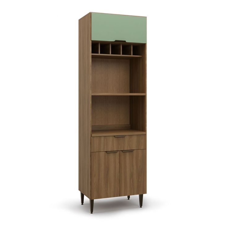 Paneleiro Paris 3 Portas 1 Gaveta Nogal e Verde