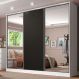 Guarda Roupa Casal 100% MDF Madesa Royale 3 Portas de Correr com Espelhos - Branco/Preto