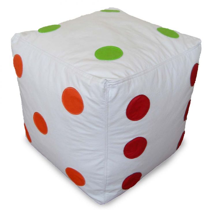 Puff Infantil Dado Ii Branco E Colorido